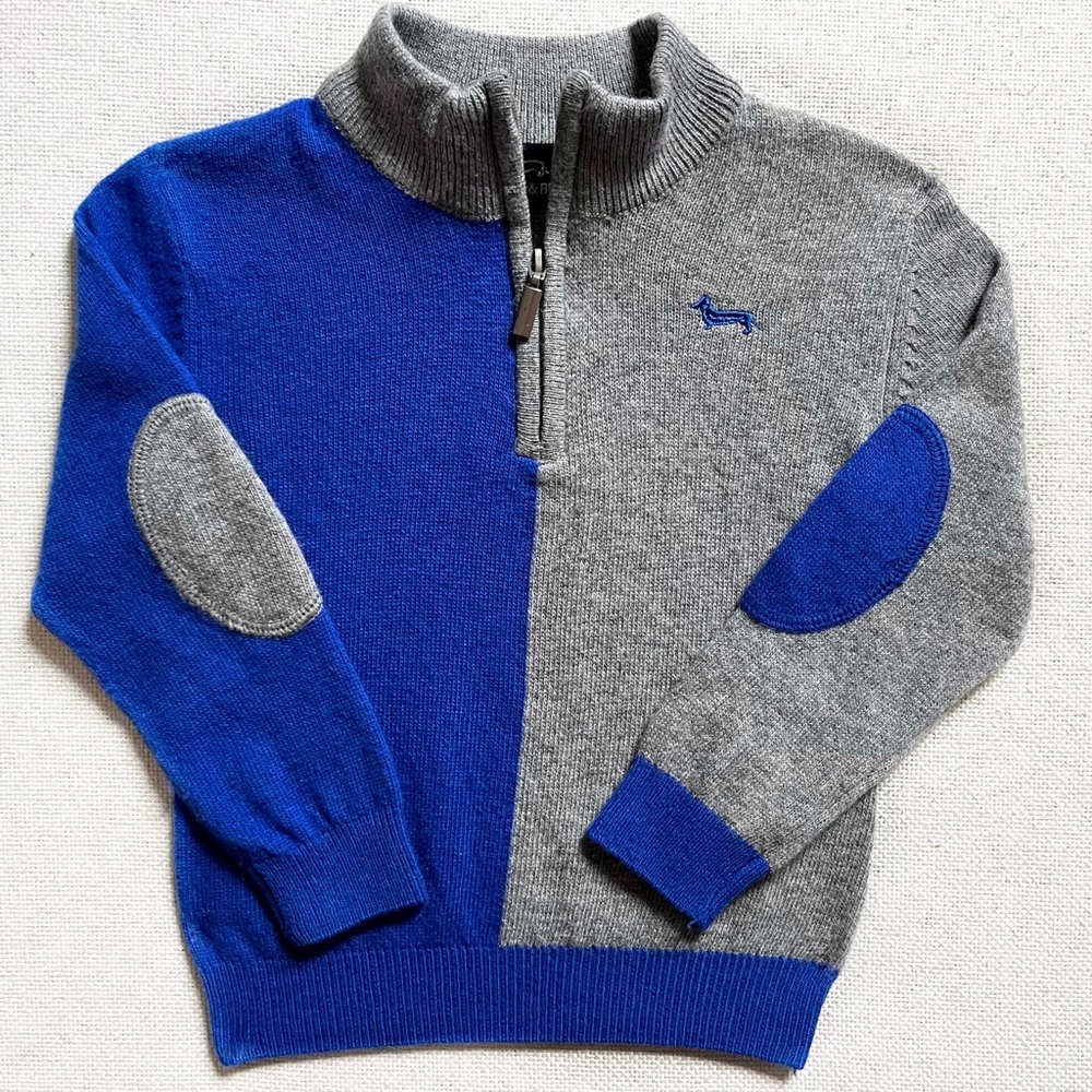 Wool baby sweater -color block 12 months - cashmere & merino wool